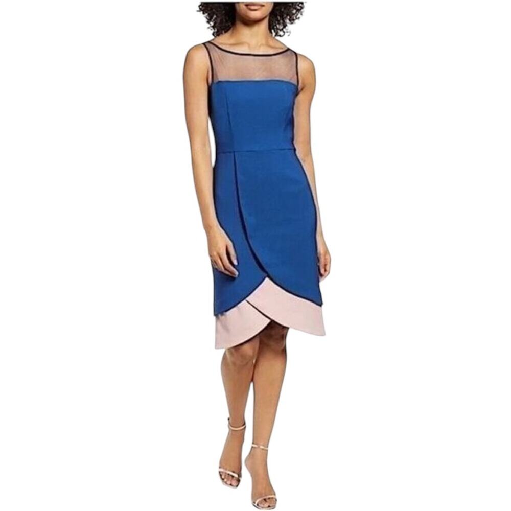 *NWOT JS Collections Lynn Petal Dress Blue/Pink - Sz 4